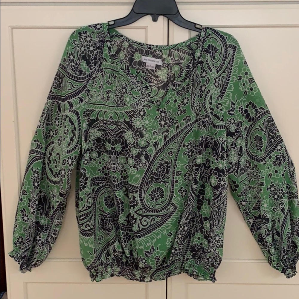 Liz Claiborne large sheer blouse V-neck
